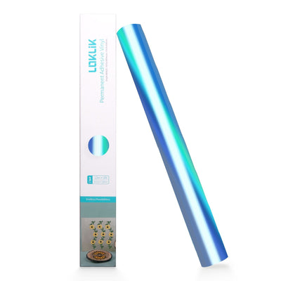 Loklik • permanent zelfklevend vinyl holografisch aqua blauw 30,5x90cm