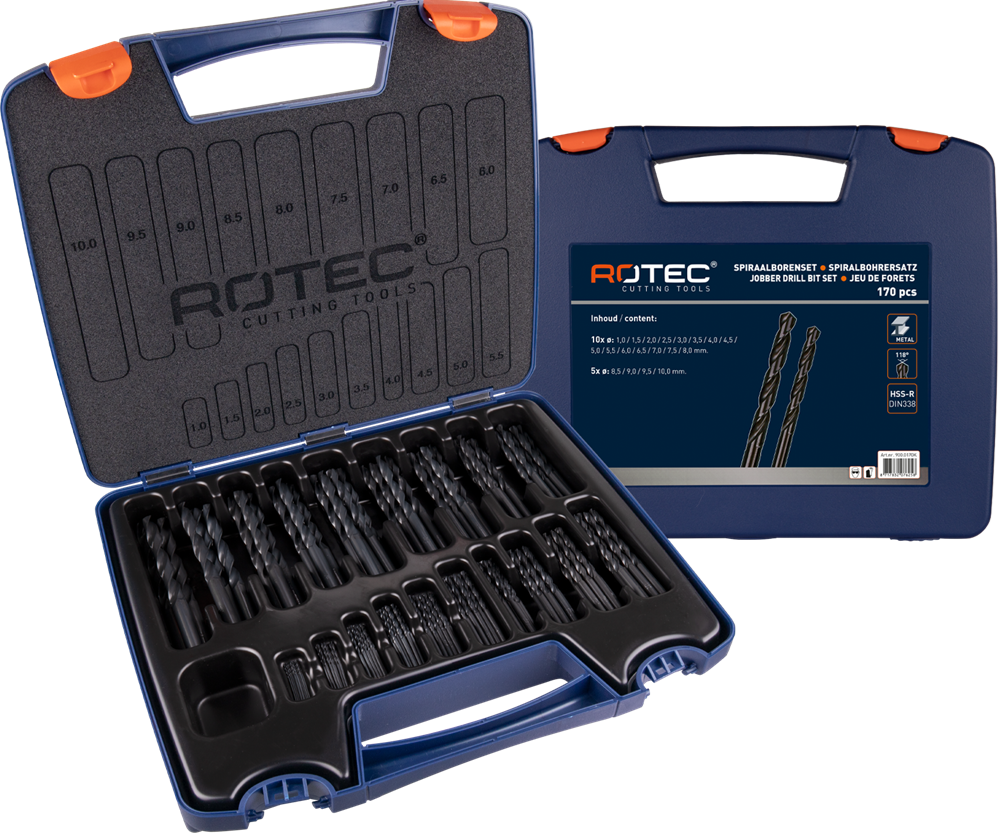 Rotec spiraalborenset 1-13x0.5mm hss 202-delig