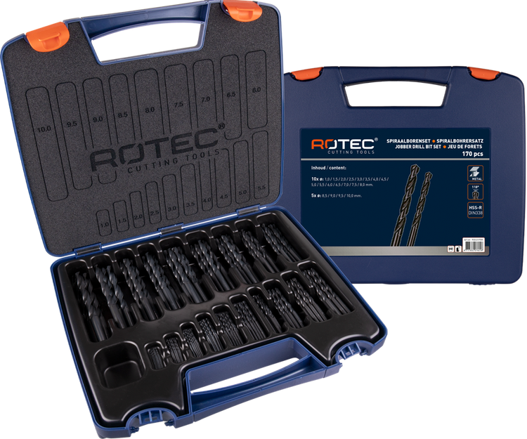Rotec spiraalborenset 1-13x0.5mm hss 202-delig