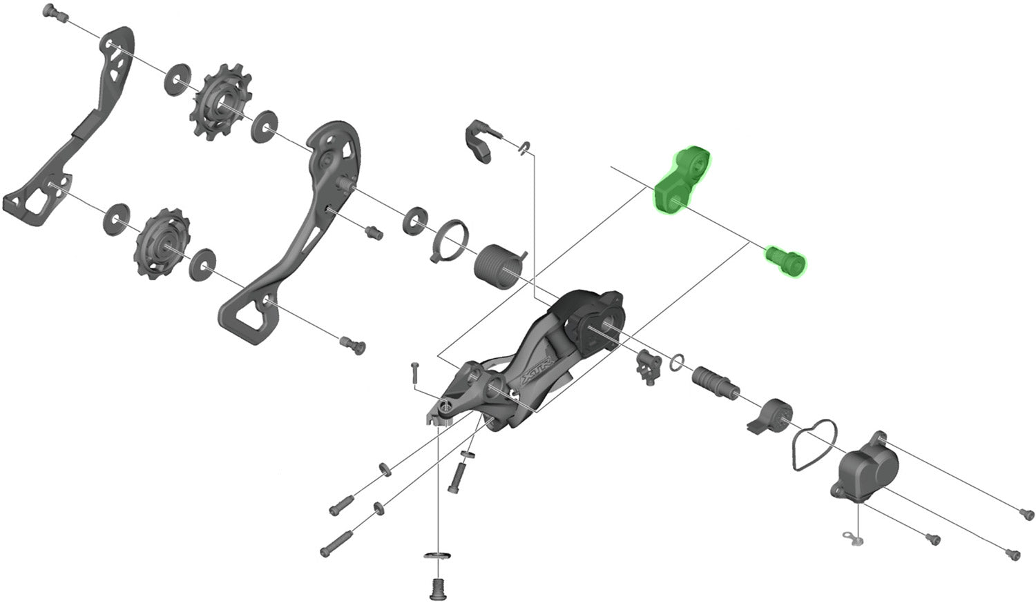 Shimano axle unit for rd-m9000 rear derailleur bracket