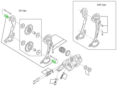 Shimano guide pully bolts for rd-m622 t6000