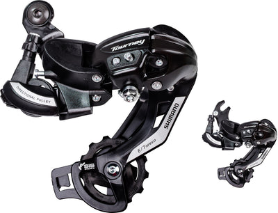 Shimano Tourney TZ500 6-speed achterderailleur. voor bevesting op derailleur pad,( hangverpakking)