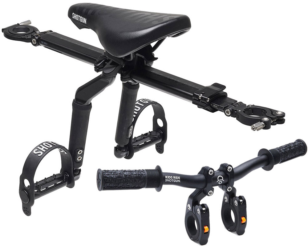 Kids ride shotgun pro mtb front child seat + handlebar set