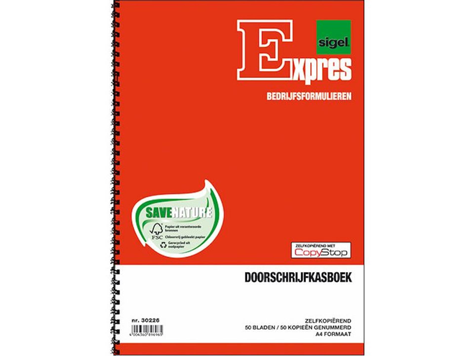 Kangaro sigel doorschrijfkasboek - a4 - expres - spiraalblok met 1x50 vel - genummerd - si-30226