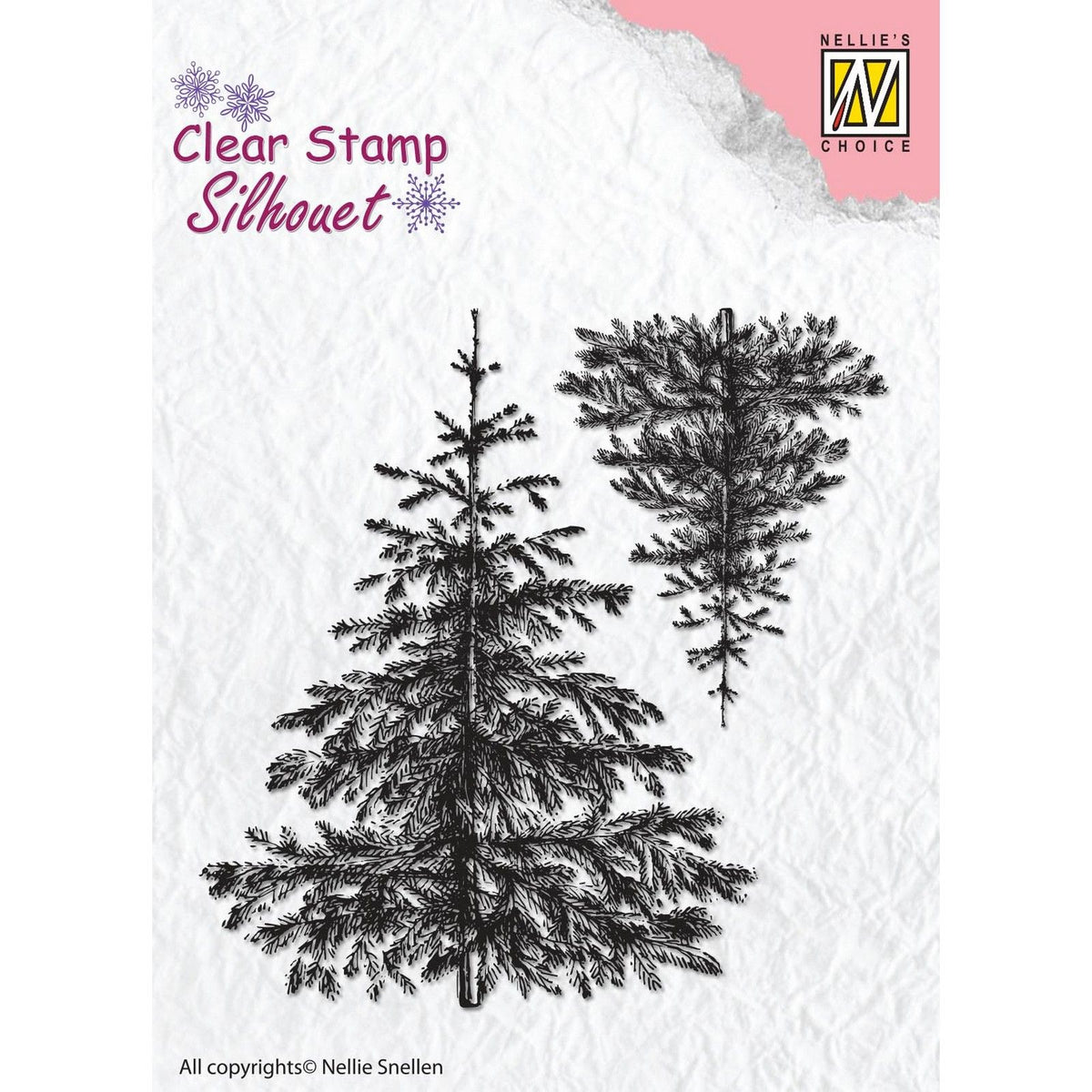 Nellie's choice • silhouet clear stamps kerst zilverspar 9x9cm 2st.