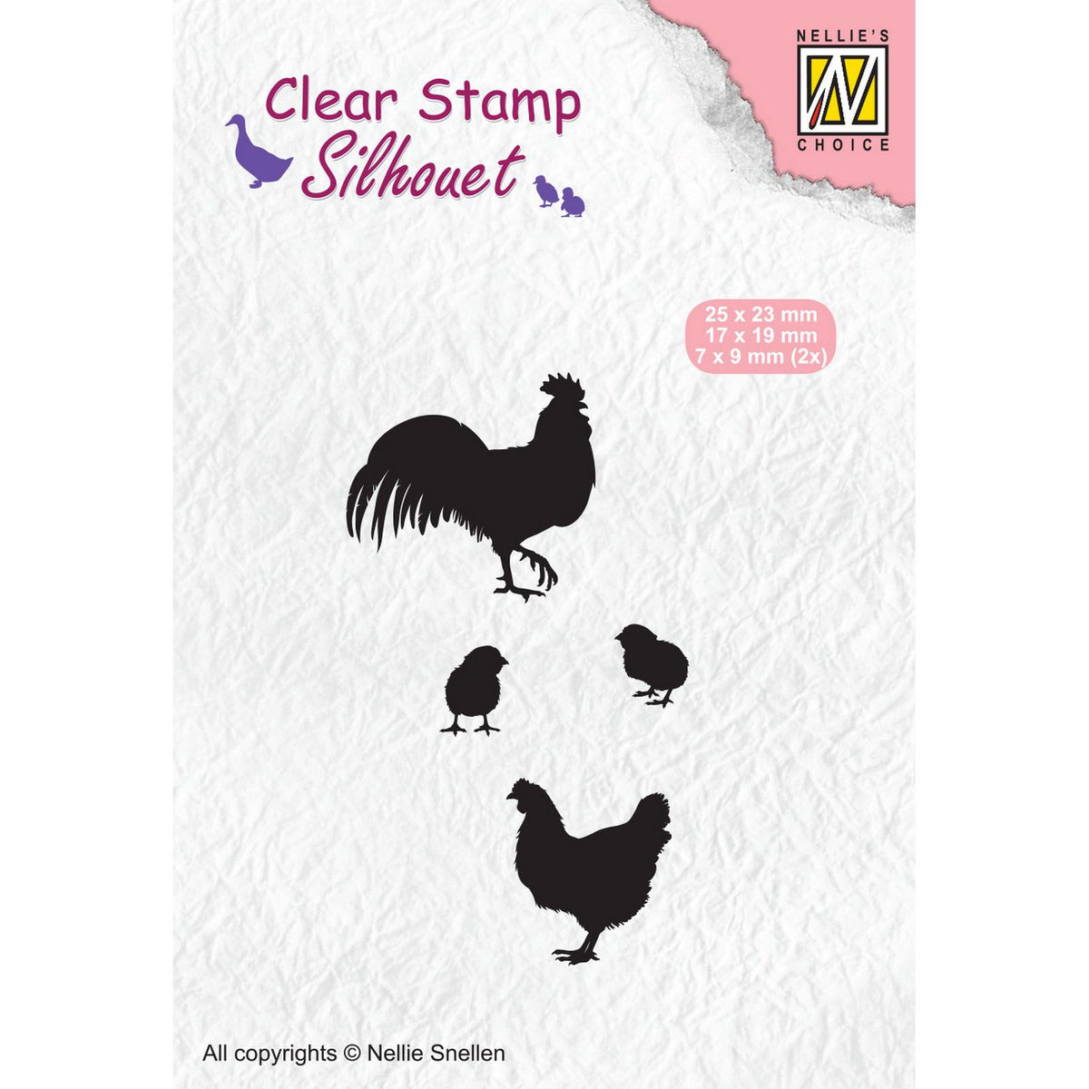 Nellie's choice • silhouet clear stempels rooster, hen and chicks