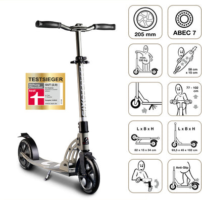 Six degrees 2-wiel Step Opvouwbaar Voetrem Zilver Zwart