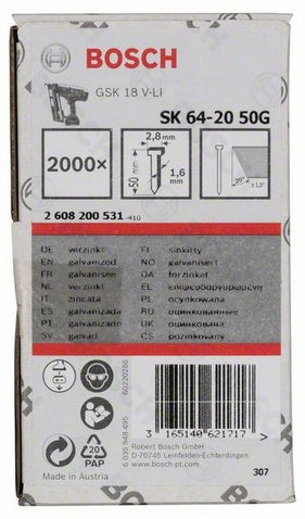Bosch accessoires nagel met verzonken kop sk64 20 50g - 2608200531