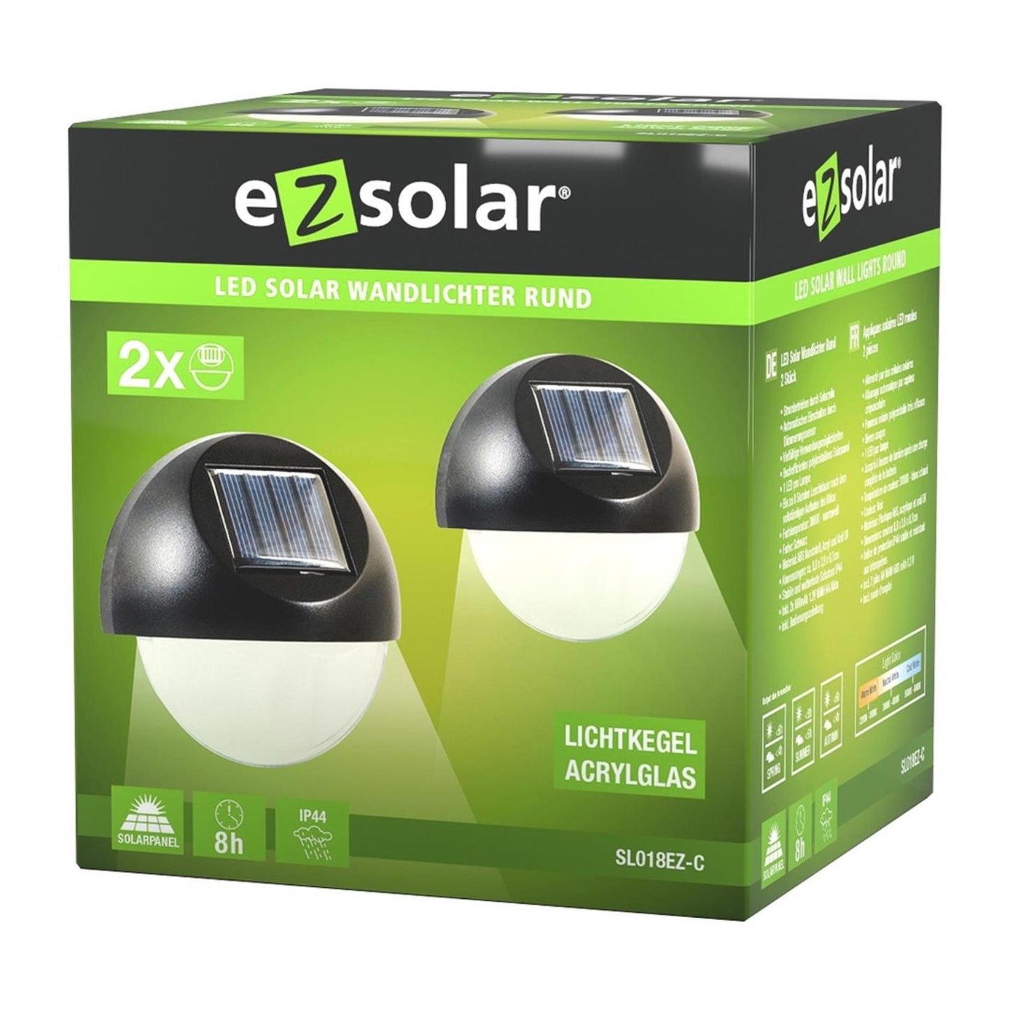 Ezolar led solar wandlampset 2-delig warmwit