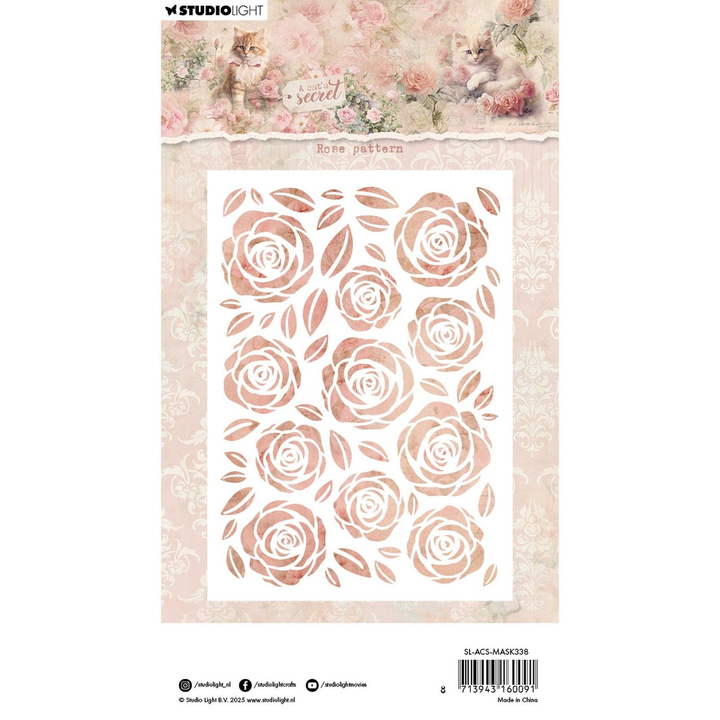 Studio light • a cat's secret mask stencil rose pattern