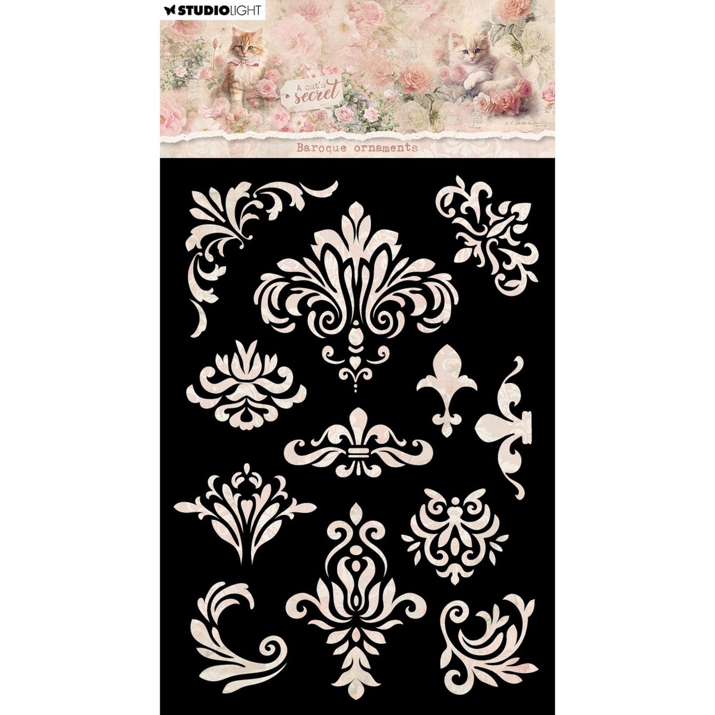 Studio light • a cat's secret mask stencil baroque ornaments