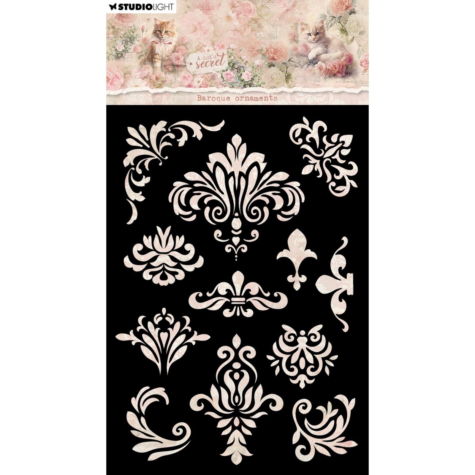 Studio light • a cat's secret mask stencil baroque ornaments