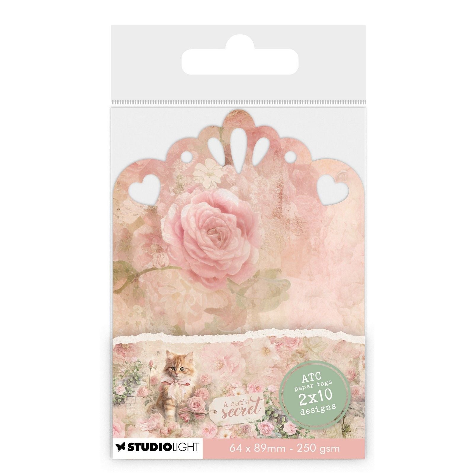 Studio light • a cat's secret tags atc paper 250gsm