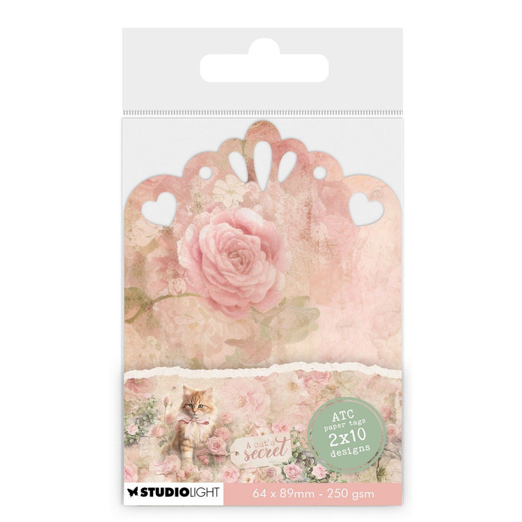 Studio light • a cat's secret tags atc paper 250gsm