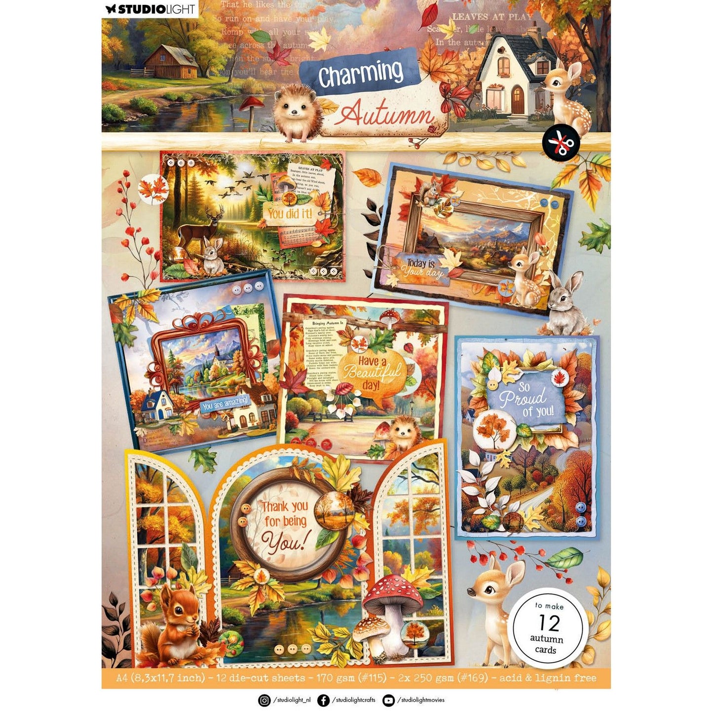 Studio light • charming autumn card making pad autumn cards
