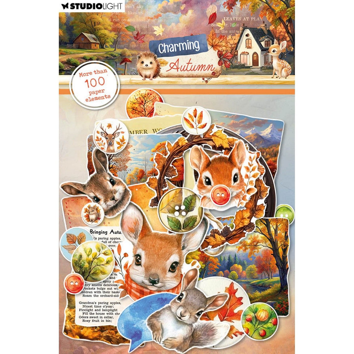 Studio light • charming autumn paper elements labels, images animal heads
