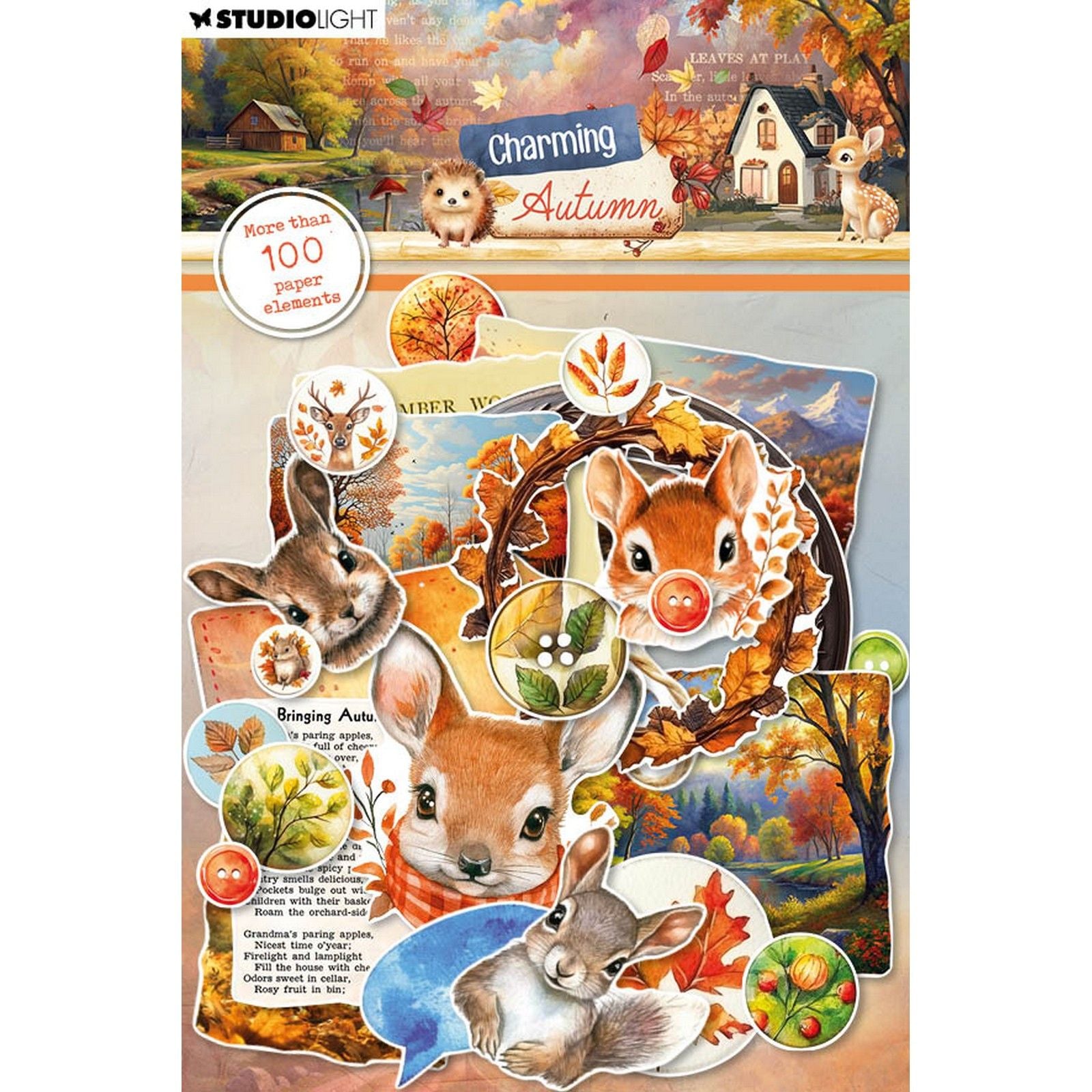 Studio light • charming autumn paper elements labels, images animal heads