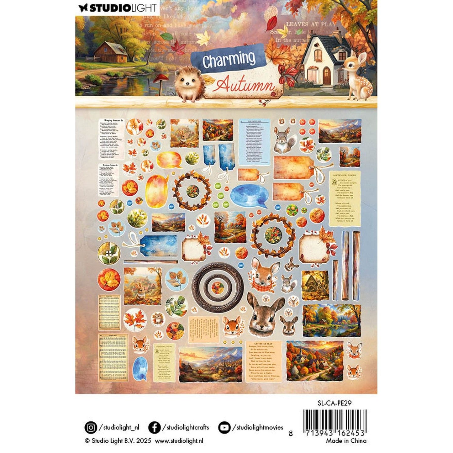 Studio light • charming autumn paper elements labels, images animal heads