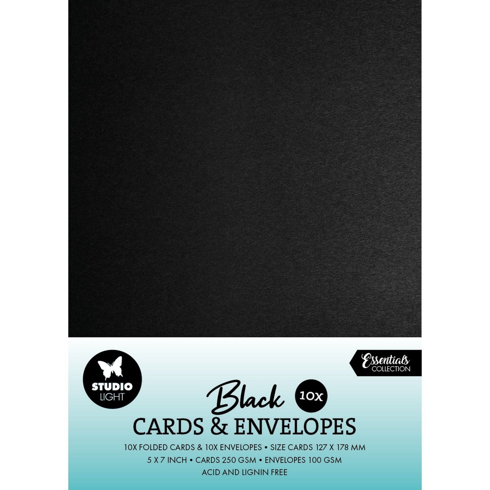 Studio light • cards envelopes black 12,70x17,78cm