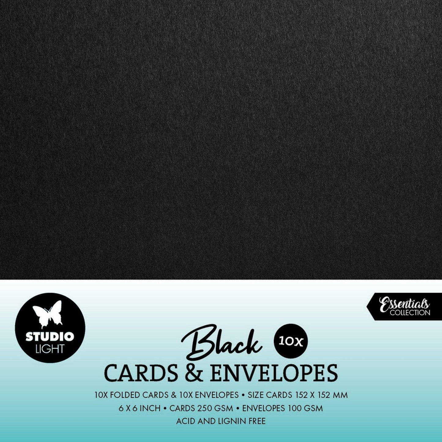 Studio light • cards envelopes black 15,24x15,24cm