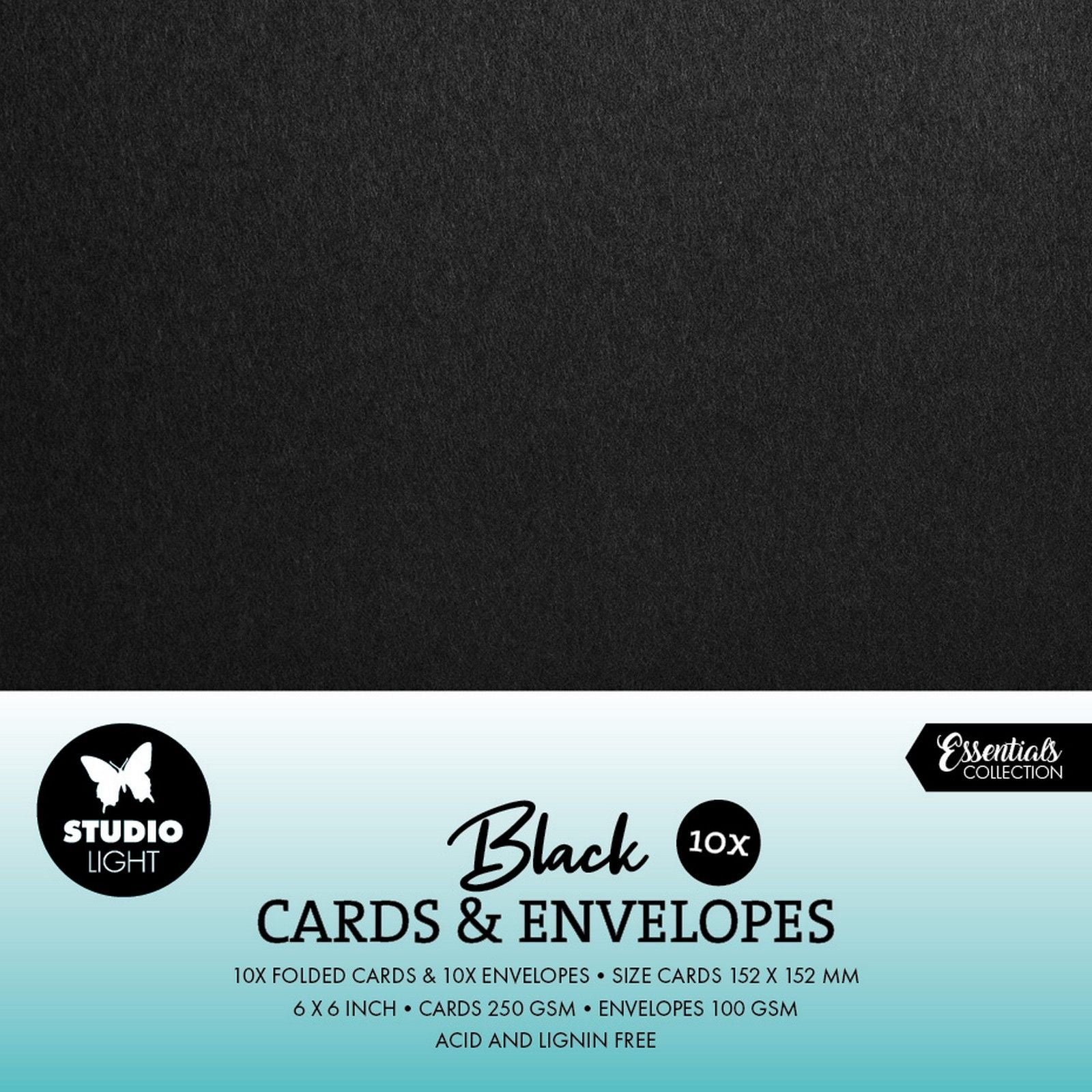 Studio light • cards envelopes black 15,24x15,24cm