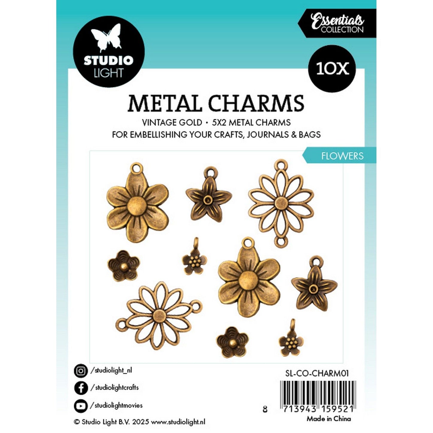 Studio light • metal charms flowers