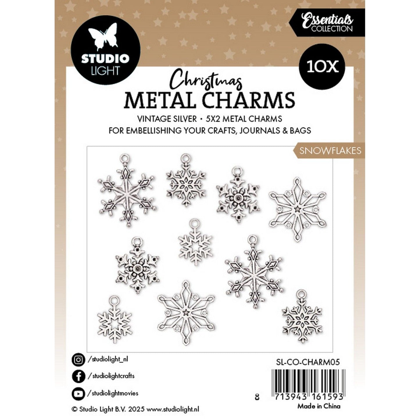 Studio light • essentials metal charms snowflakes