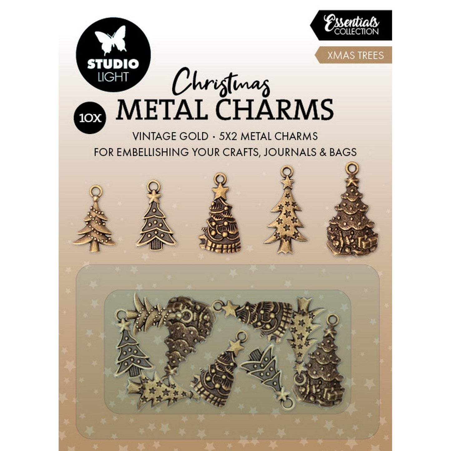 Studio light • essentials metal charms christmas trees
