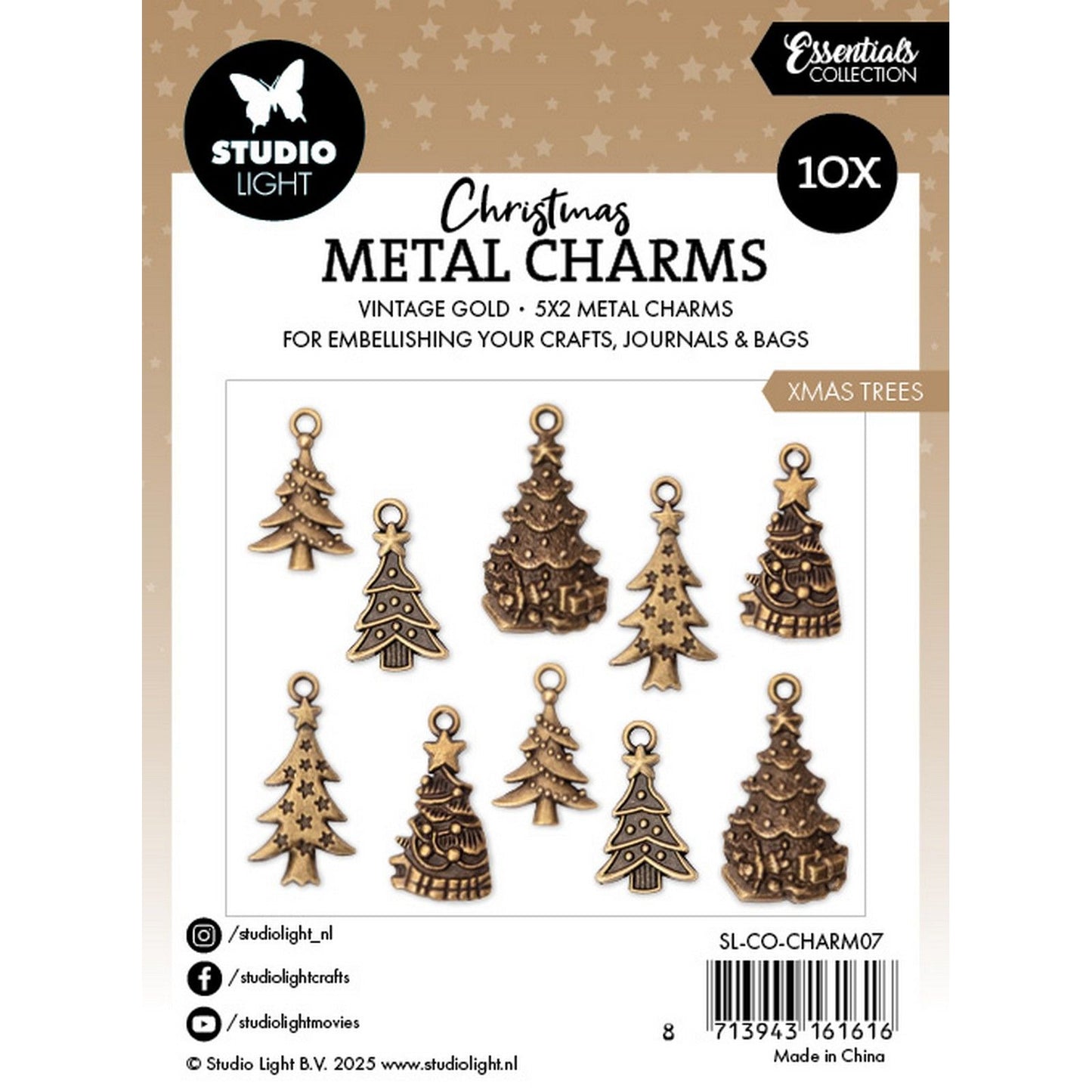 Studio light • essentials metal charms christmas trees