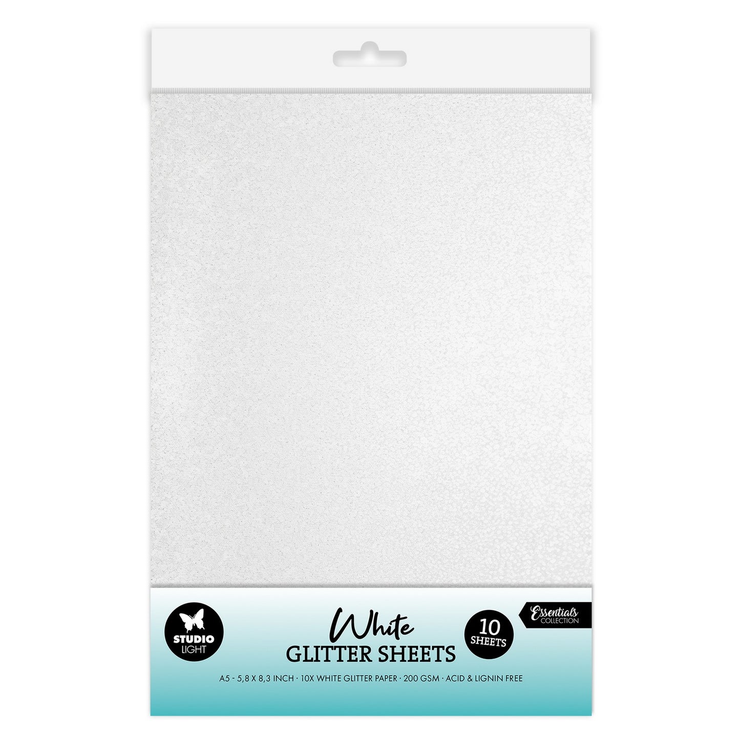 Studio light • essentials glitter sheets white 250gsm