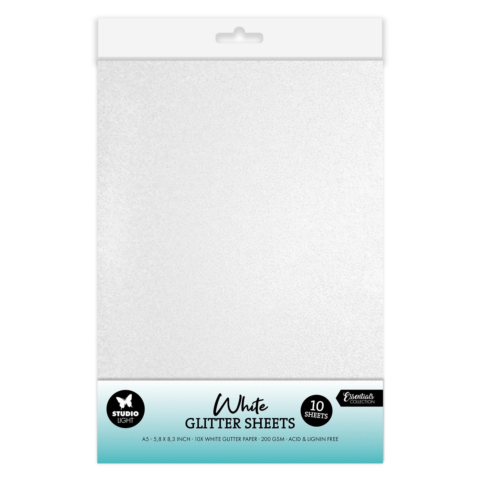 Studio light • essentials glitter sheets white 250gsm