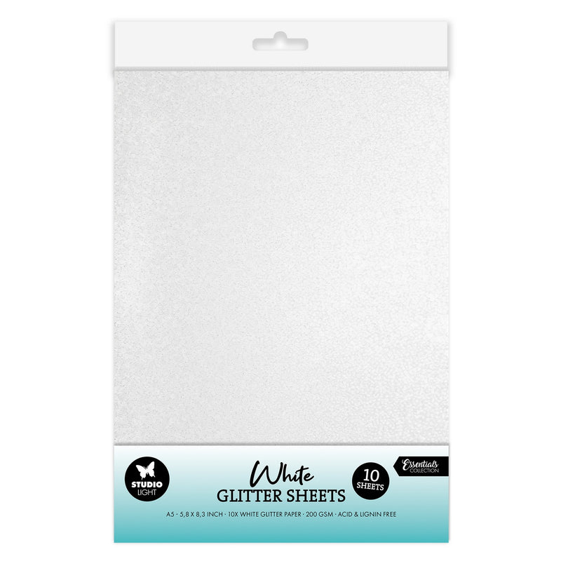 Studio light • essentials glitter sheets white 250gsm