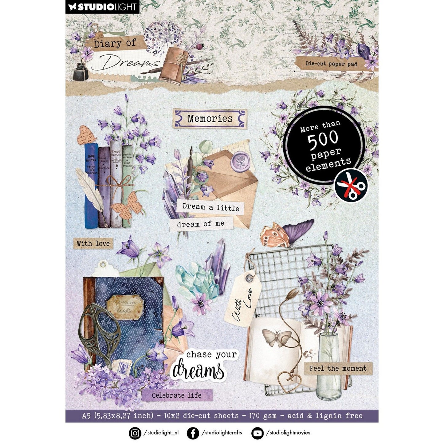 Studio light • diary of dreams die-cut paper pad paper elements