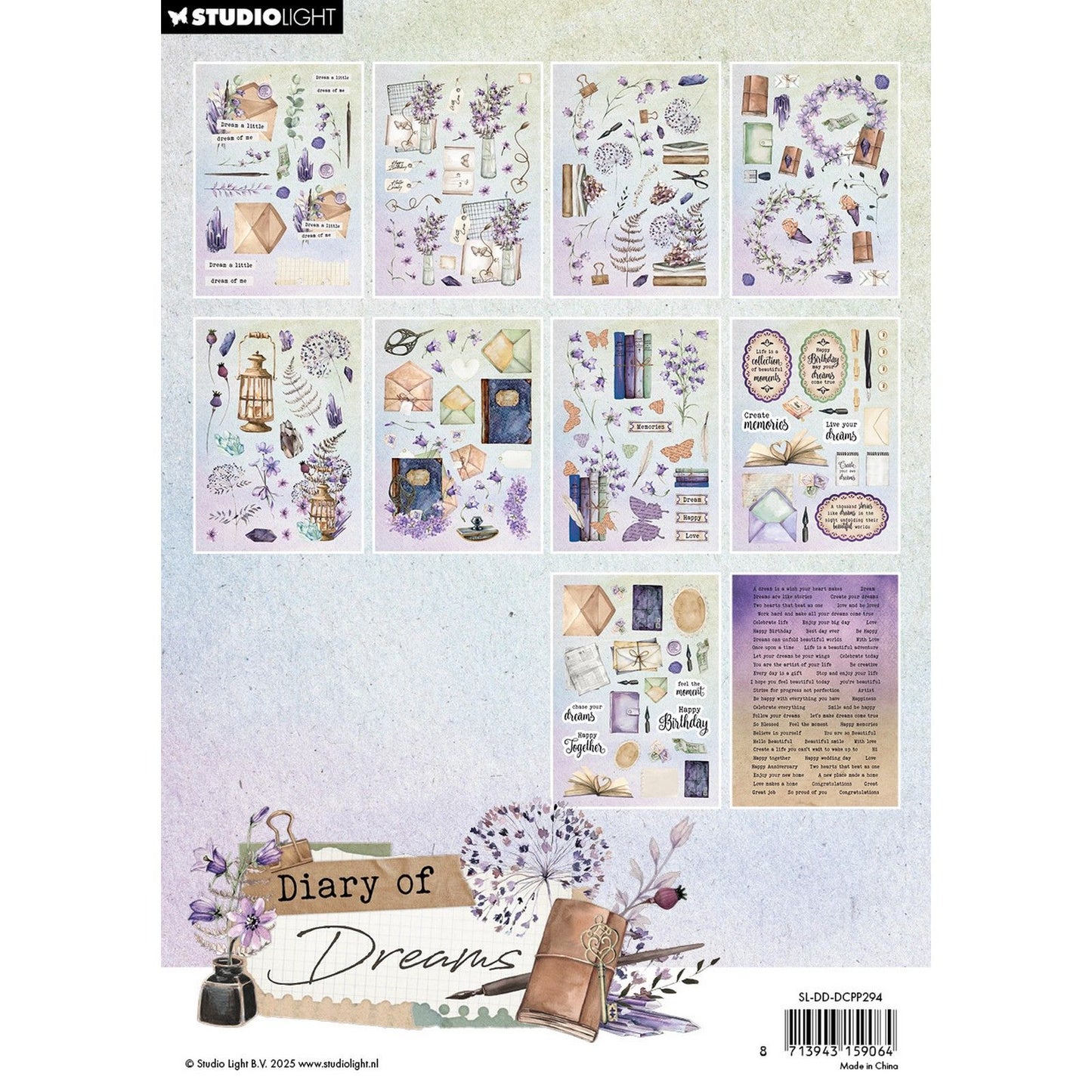 Studio light • diary of dreams die-cut paper pad paper elements