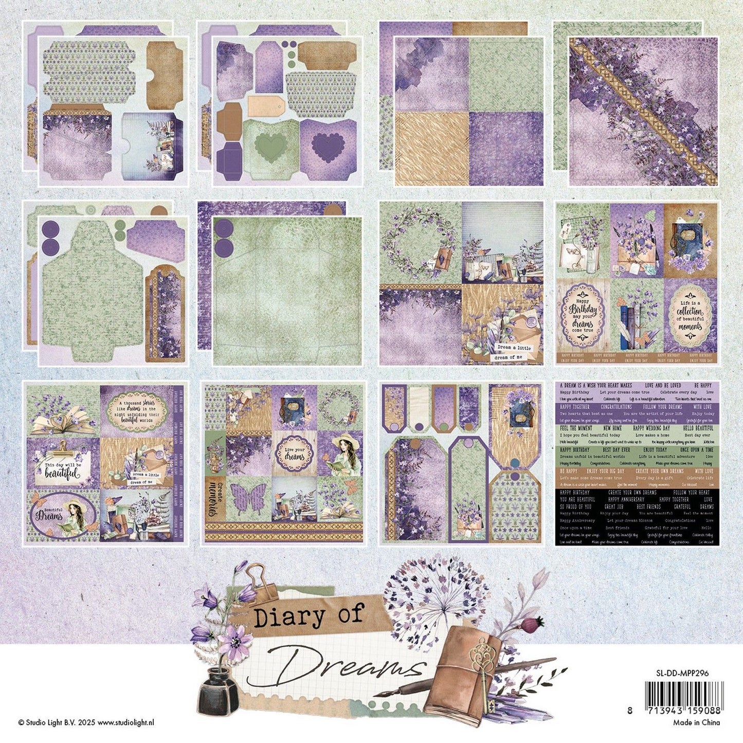 Studio light • diary of dreams mixed paper pad envelopes