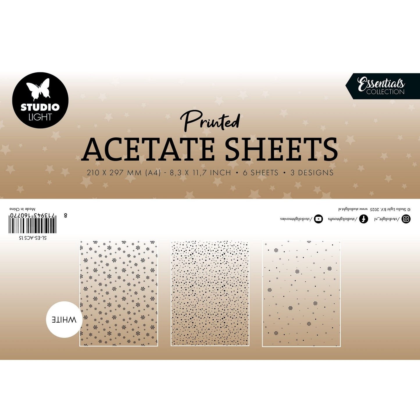 Studio light • essentials acetate sheet snowflakes white