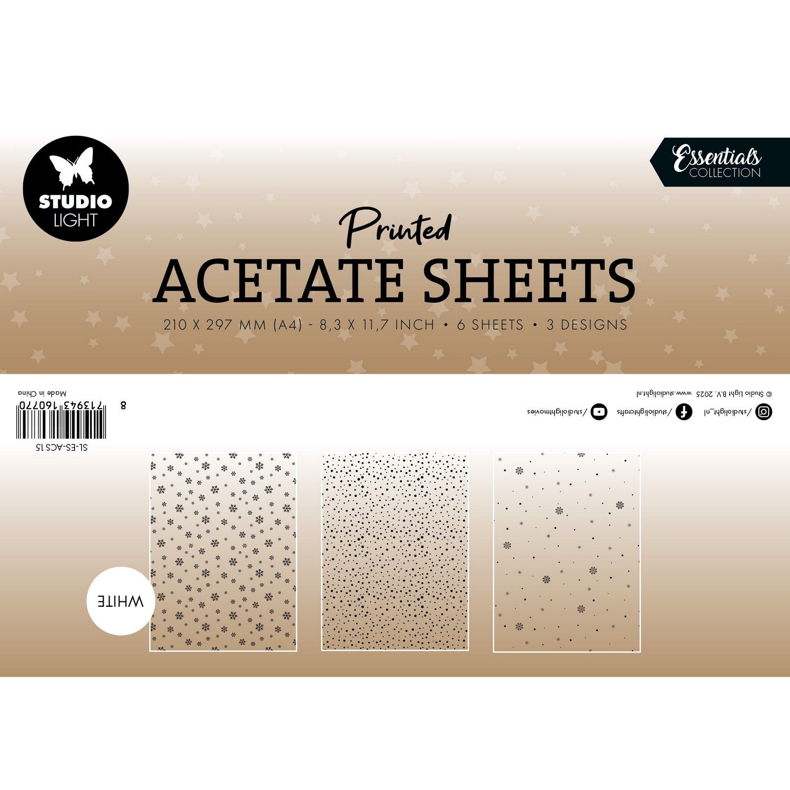 Studio light • essentials acetate sheet snowflakes white