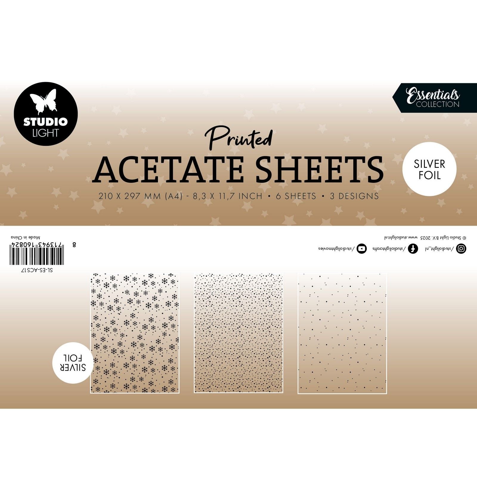 Studio light • essentials acetate sheet snowflakes silver