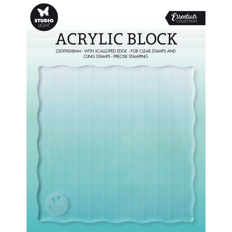 Studio light • essentials acryl stempelblok voor clear and cling stempels met rooster 12x12x0,8cm nr.04