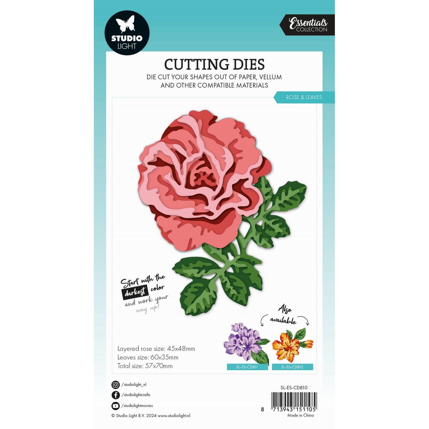 Studio light • essentials cutting dies layered - rose leaves