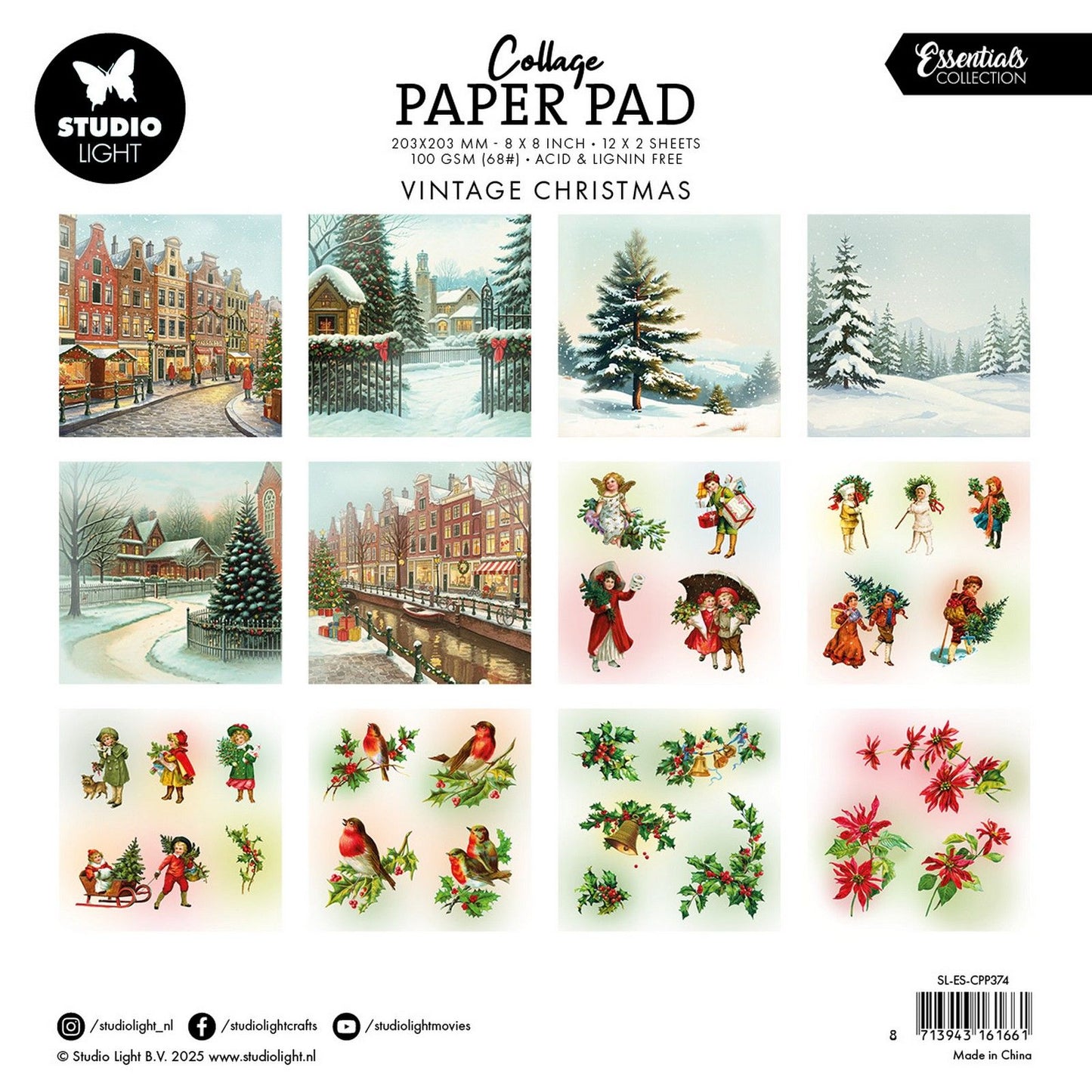 Studio light • essentials collage paper pad vintage christmas