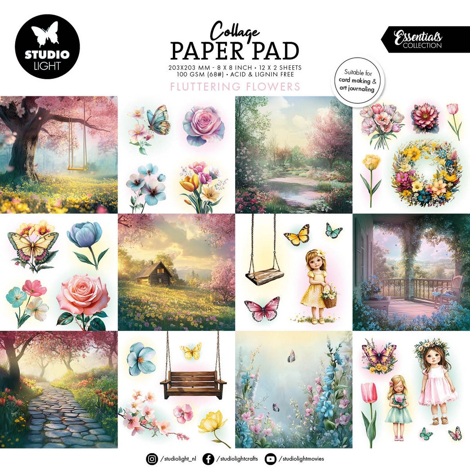 Studio light • essentials collage paper pad fluttering flowers