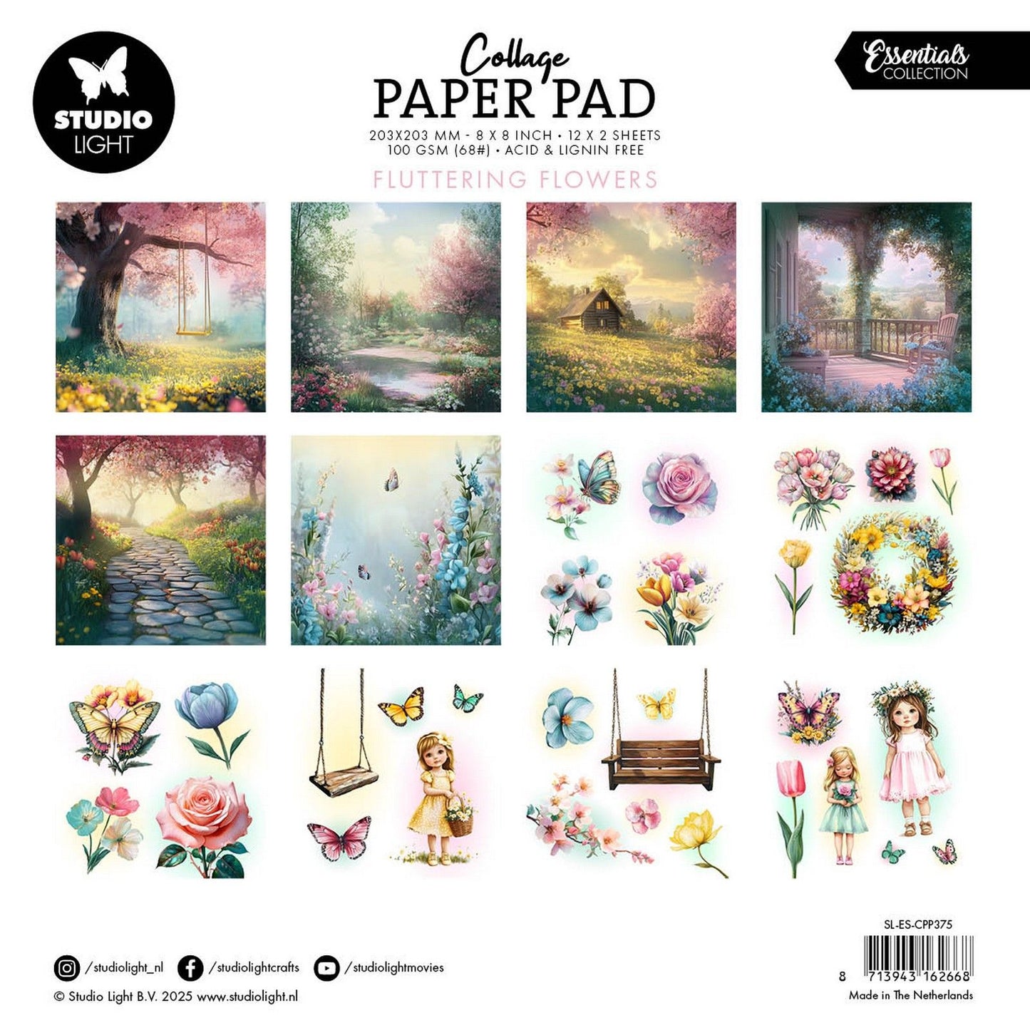 Studio light • essentials collage paper pad fluttering flowers