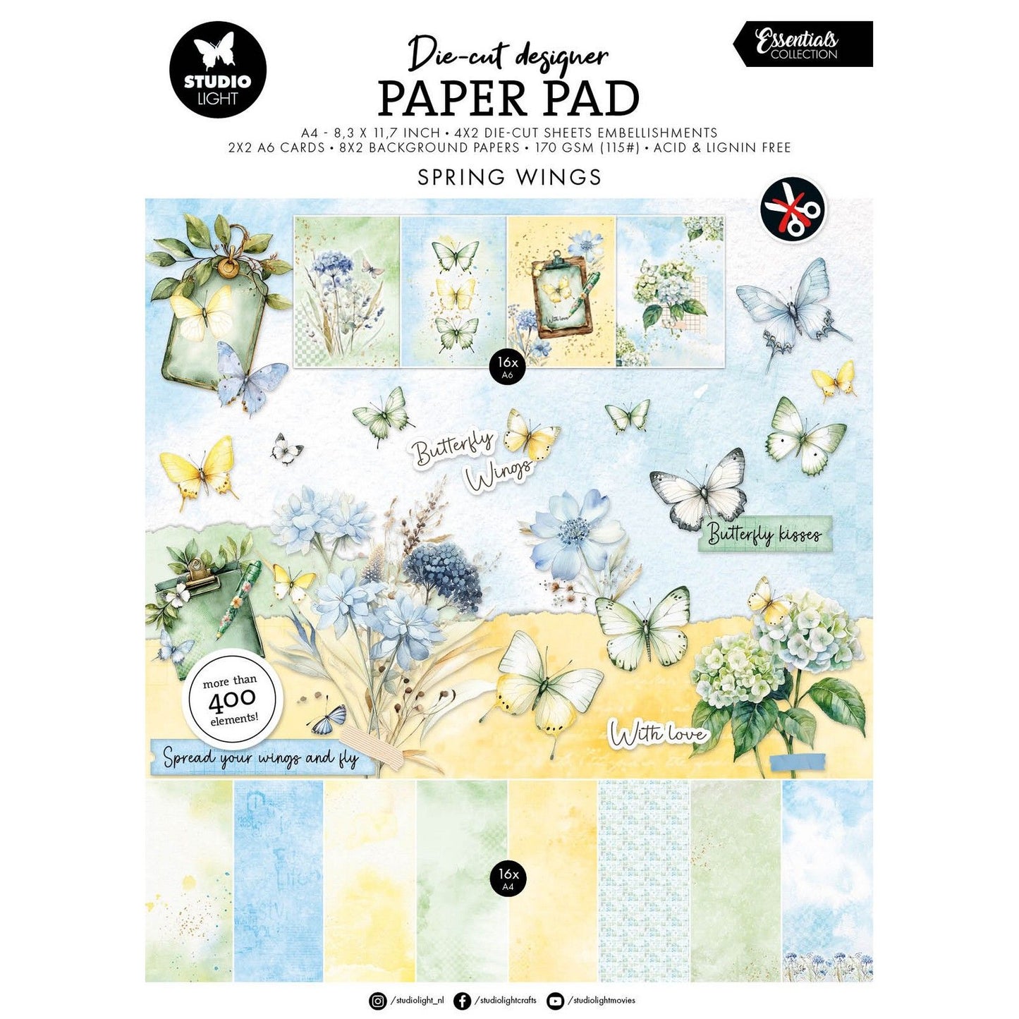 Studio light • essentials die-cut paper pad butterflies