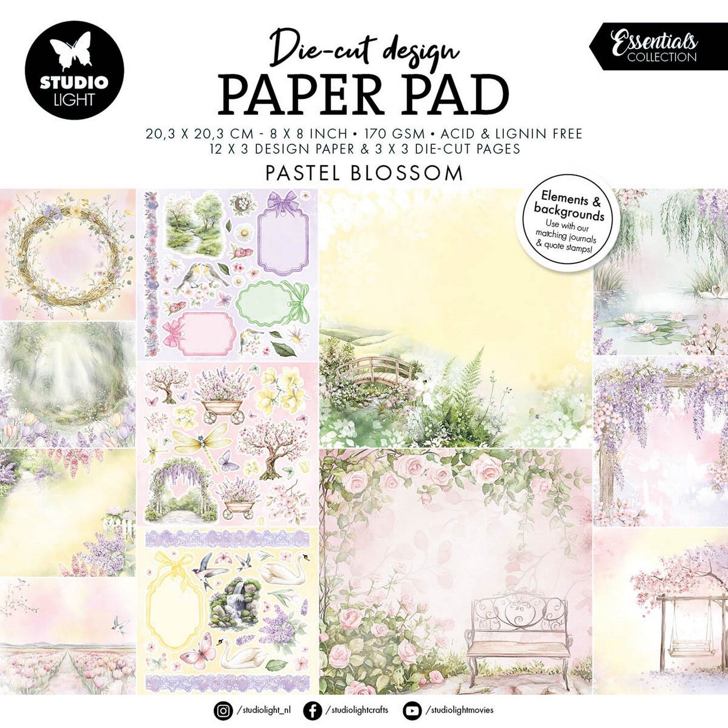Studio light • essentials designer paper pad paper elements pastel blossom
