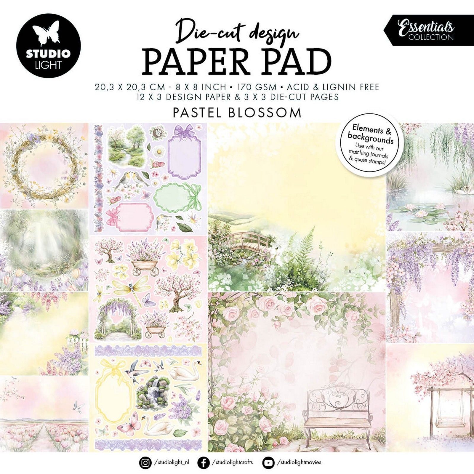 Studio light • essentials designer paper pad paper elements pastel blossom