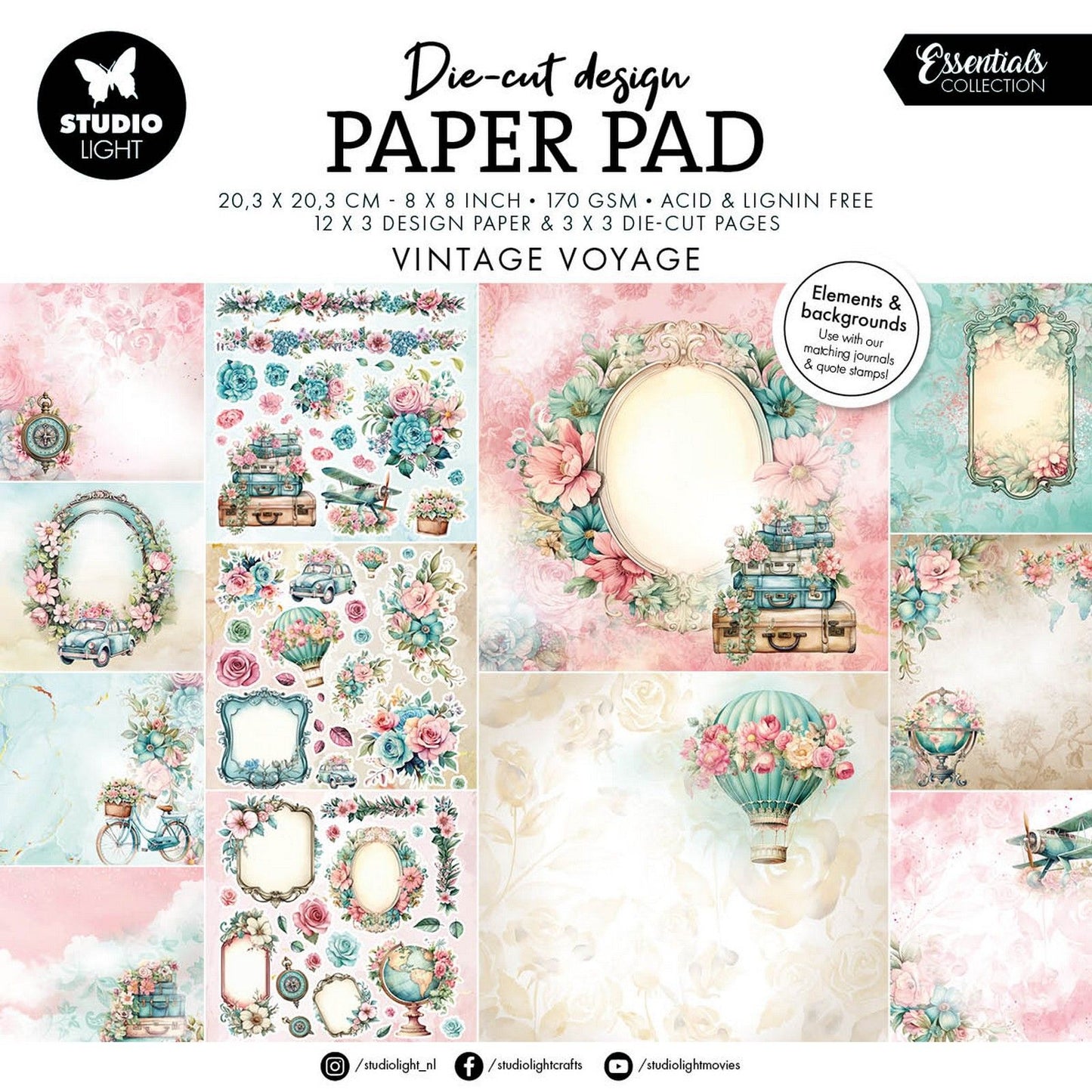 Studio light • essentials designer paper pad paper elements vintage voyage