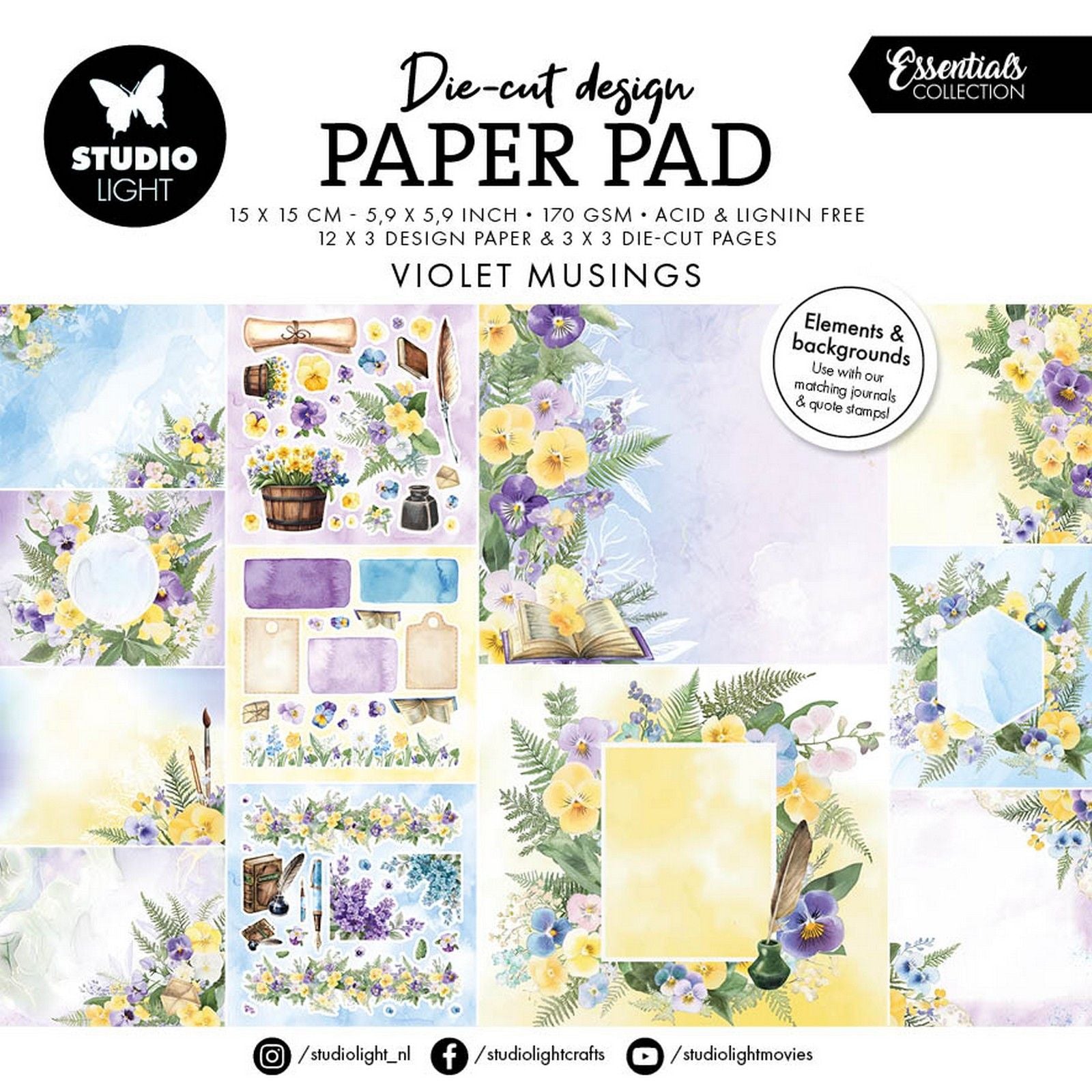 Studio light • essentials designer paper pad paper elements violet musings