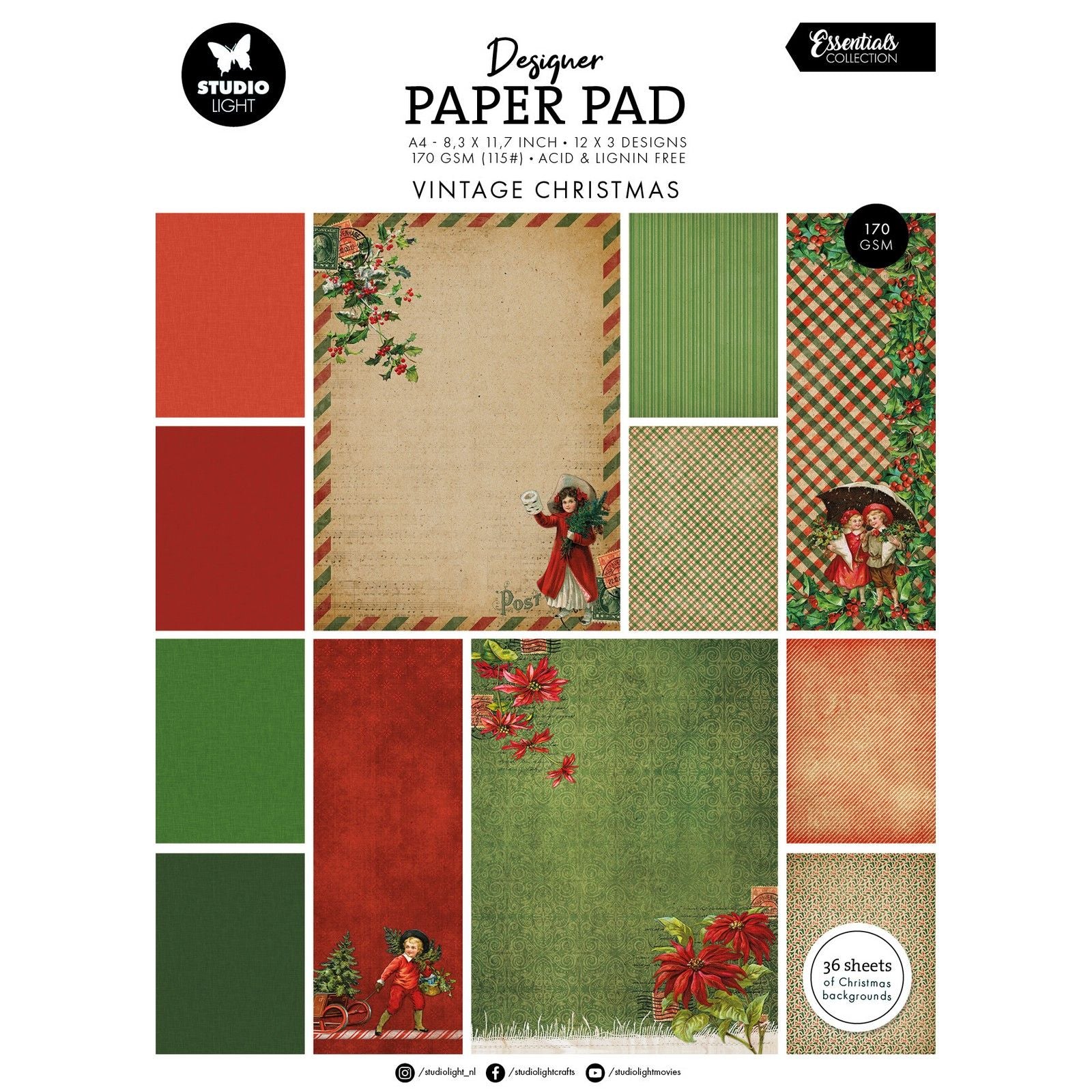 Studio light • essentials designer paper pad vintage christmas