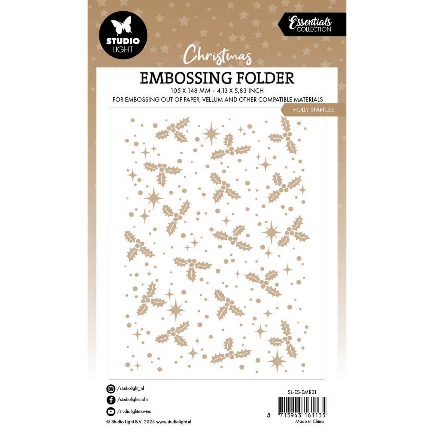 Studio light • essentials embossing folder holly sparkles